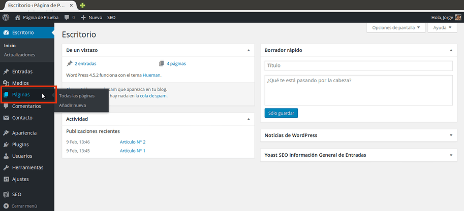 crear página principal con WordPress desde paginas crear página principal con WordPress desde paginas
