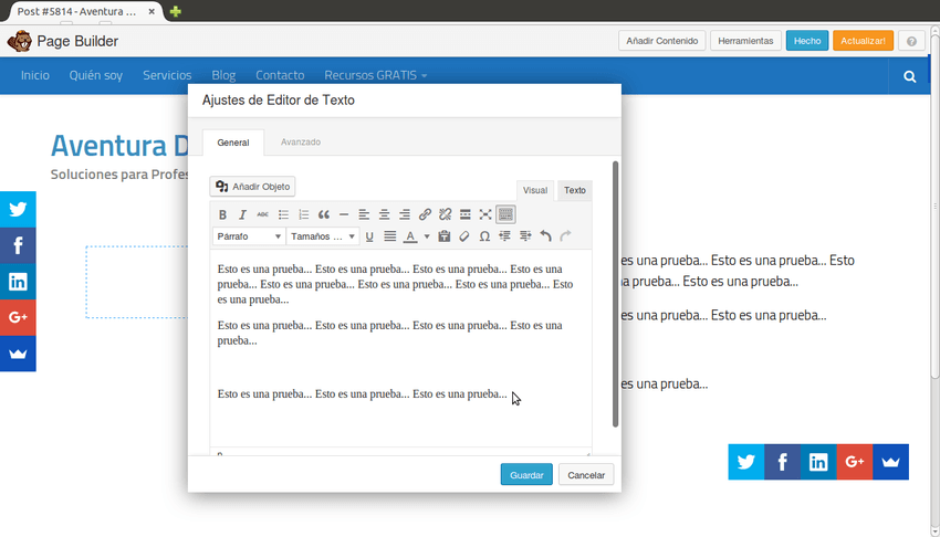 Modulo Editor de Texto de Beaver Builder 