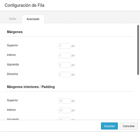 Configuracion de Fila Beaver Builder Avanzado