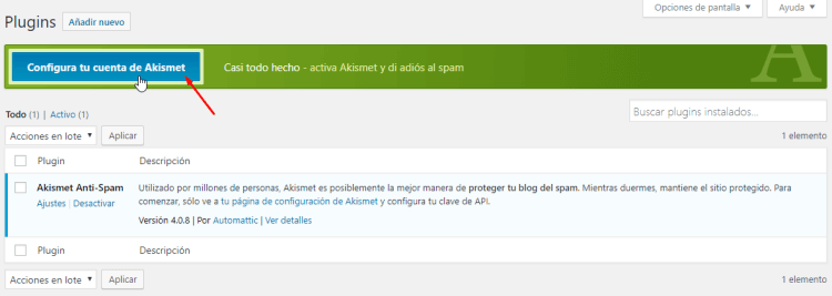 Cómo activar akismet