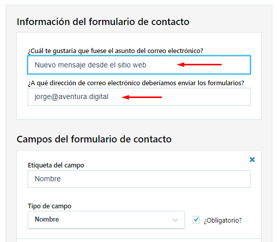 Configurar formulario de Jetpack