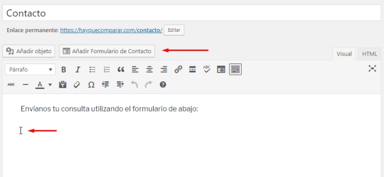 Insertar un formulario Jetpack