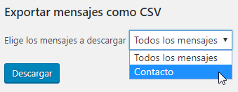 Jetpack exporta mensajes de formulario de contacto