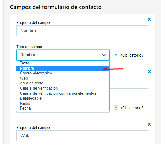 Tipos de campo de formulario de Jetpack
