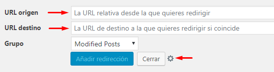 Hacer una redirección con plugin Redirection