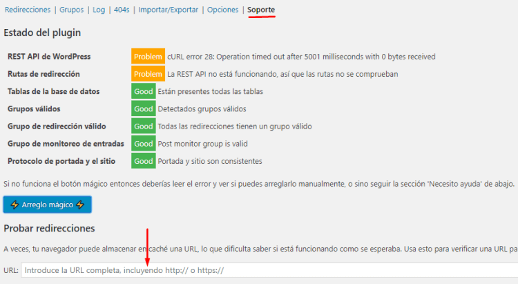 Soporte de Redirection