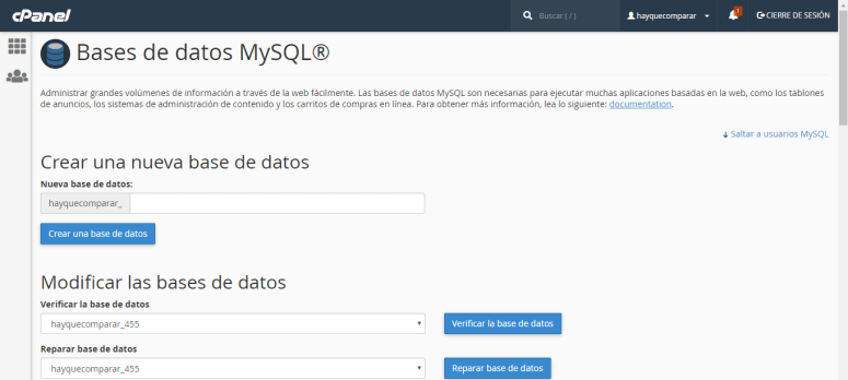 cpanel mysql