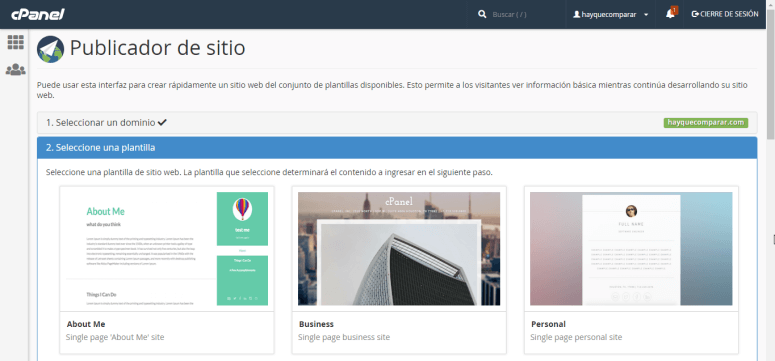 cpanel publicador de sitios