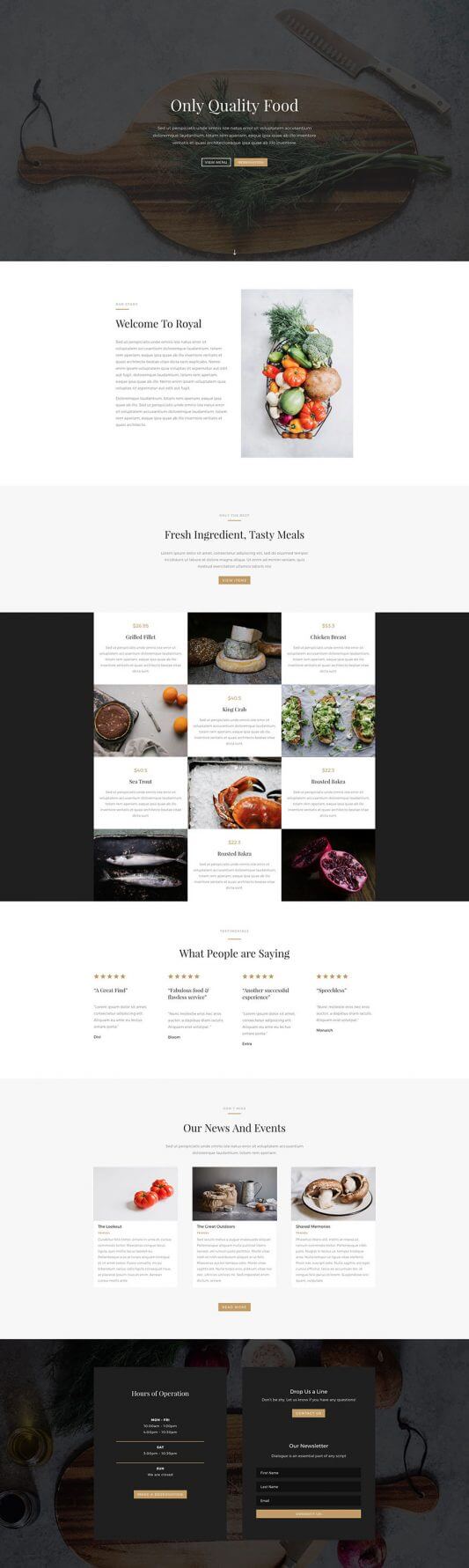 Plantilla Divi para Restaurantes Plantilla Divi para Restaurantes