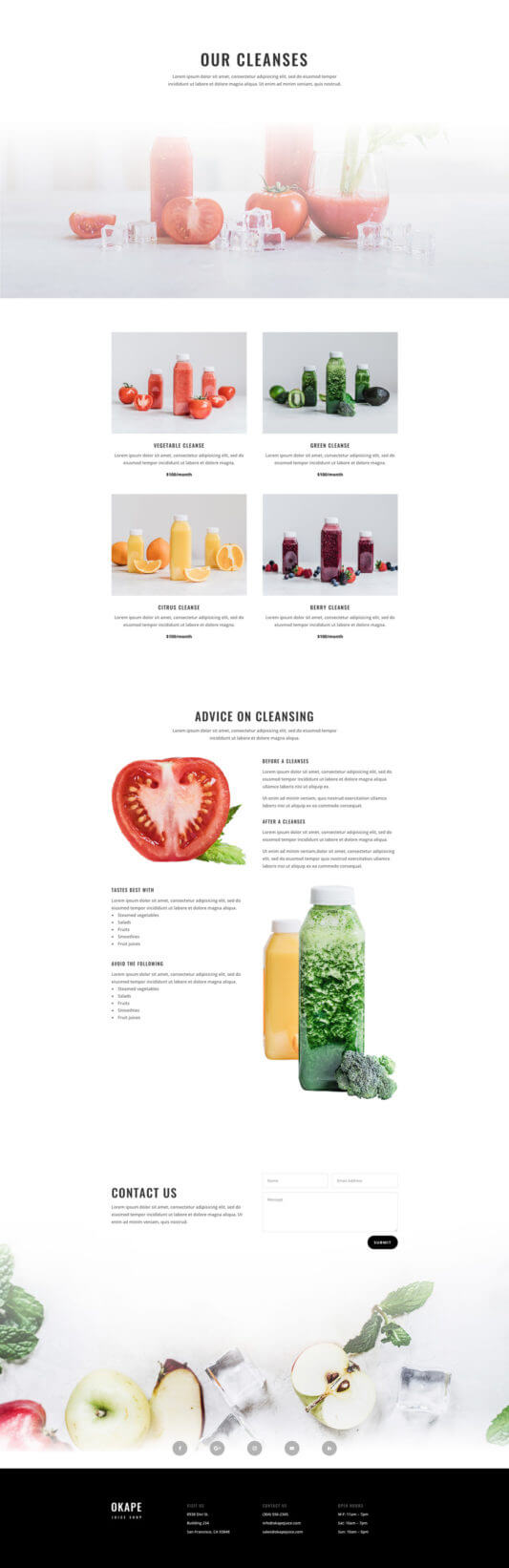 Layout Divi para Tiendas de Jugos Layout Divi para Tiendas de Jugos