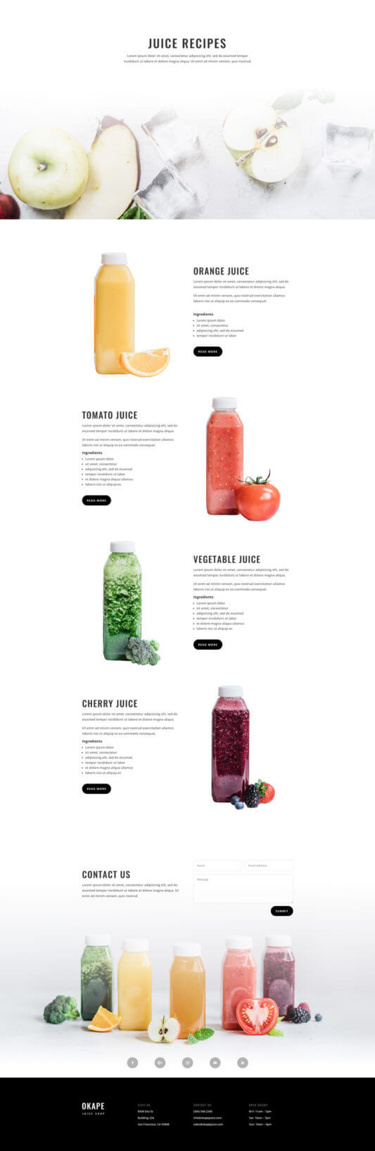 Plantilla WordPress para Tiendas de Jugos Plantilla WordPress para Tiendas de Jugos