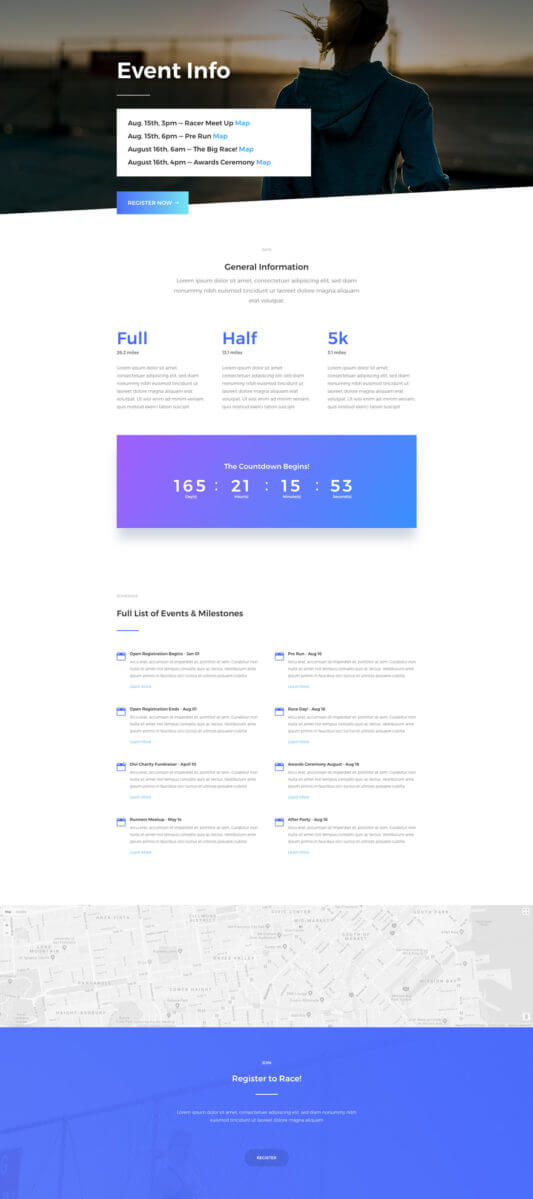 Plantilla Divi para Maratones