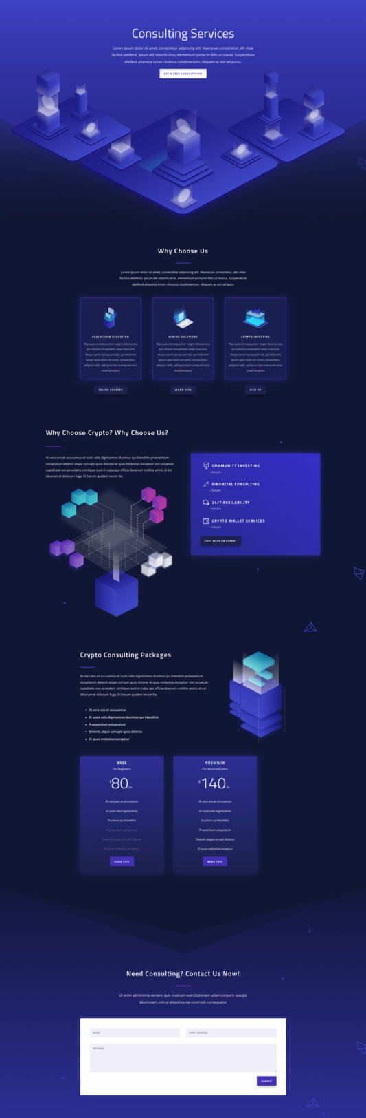 Layout Divi para Invertir en Criptomonedas