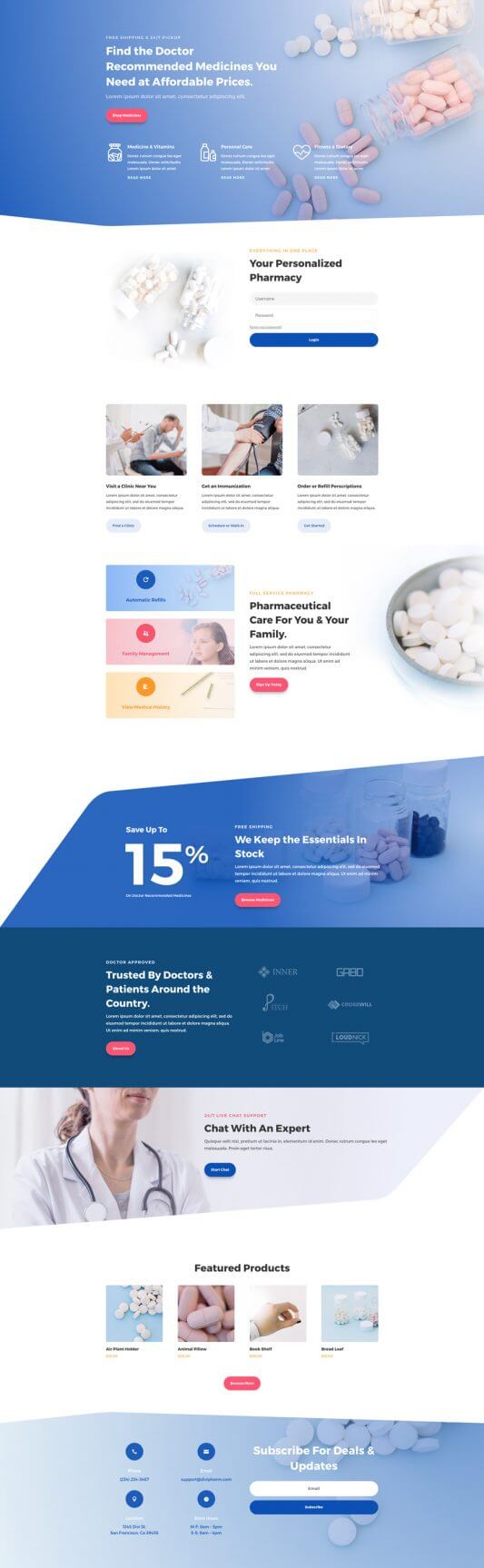 Layout Divi para Farmacias