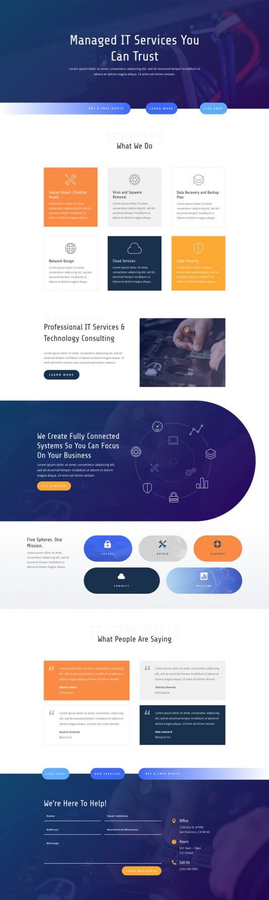Layout Divi para Servicios IT Layout Divi para Servicios IT