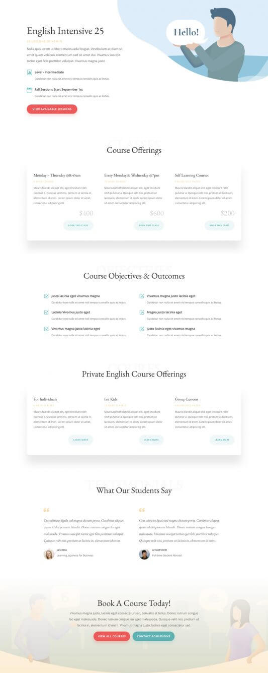 Tema Divi para Escuela de Idiomas