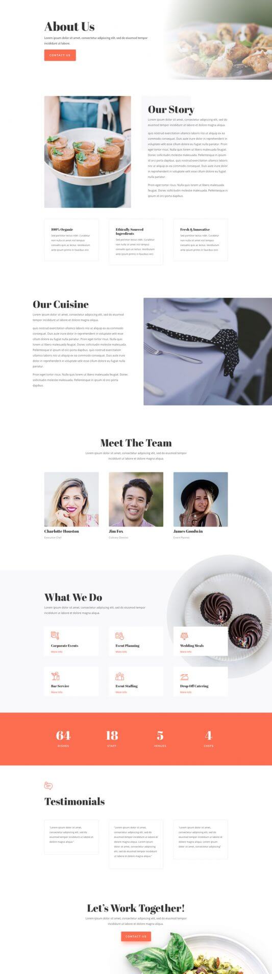 Plantilla Divi para Servicios de Catering
