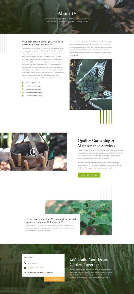 Plantilla Divi para Jardineros Plantilla Divi para Jardineros
