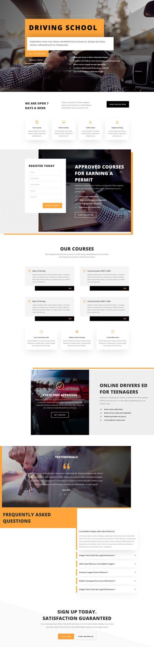 Layout Divi para Escuelas de Manejo