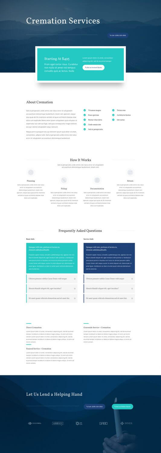 Layout Divi para Funerarias Layout Divi para Funerarias