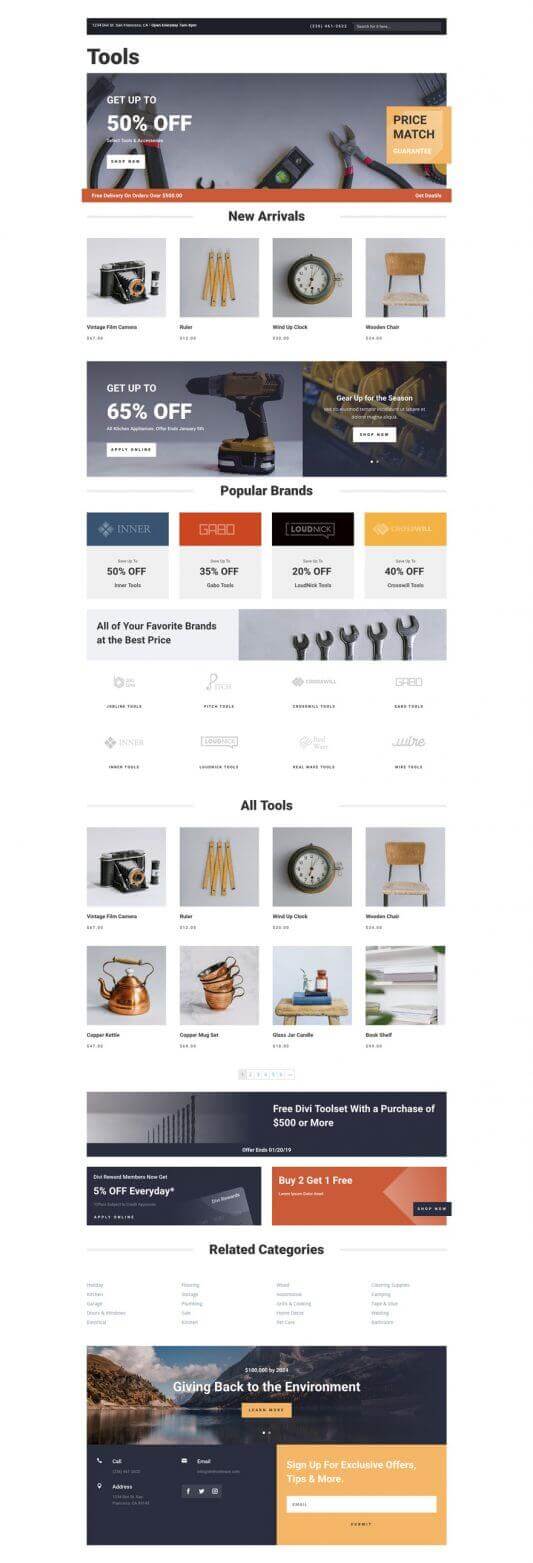Tema Divi para Tiendas de Hardware