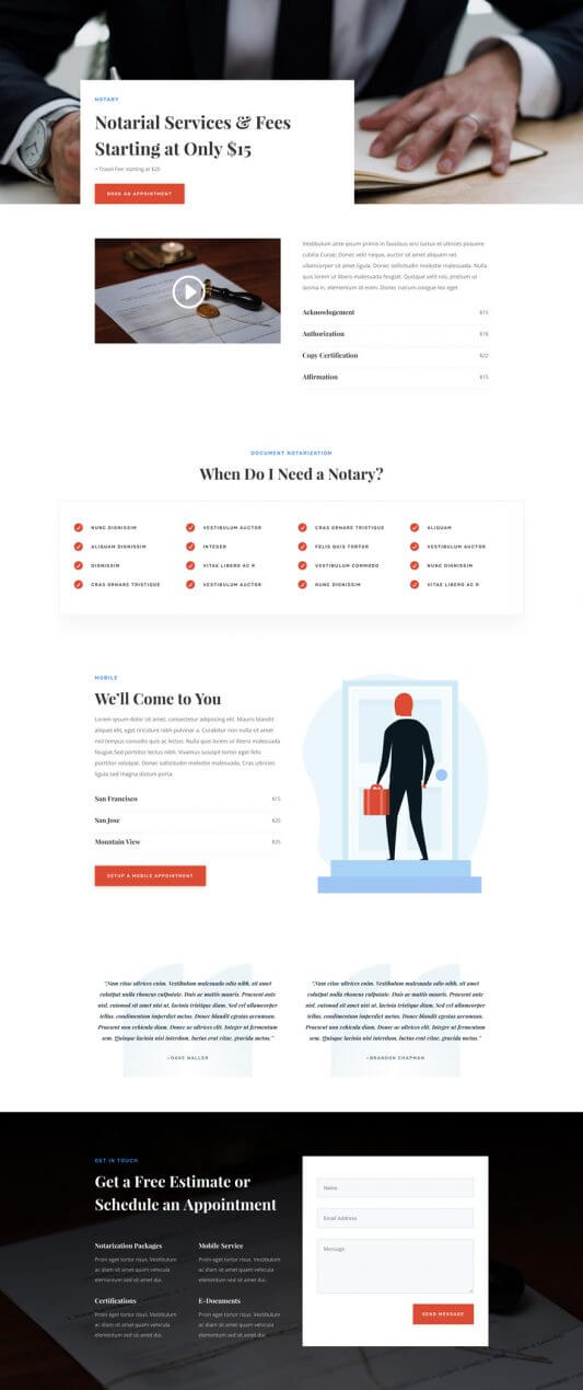 Layout Divi para Escribanos Públicos