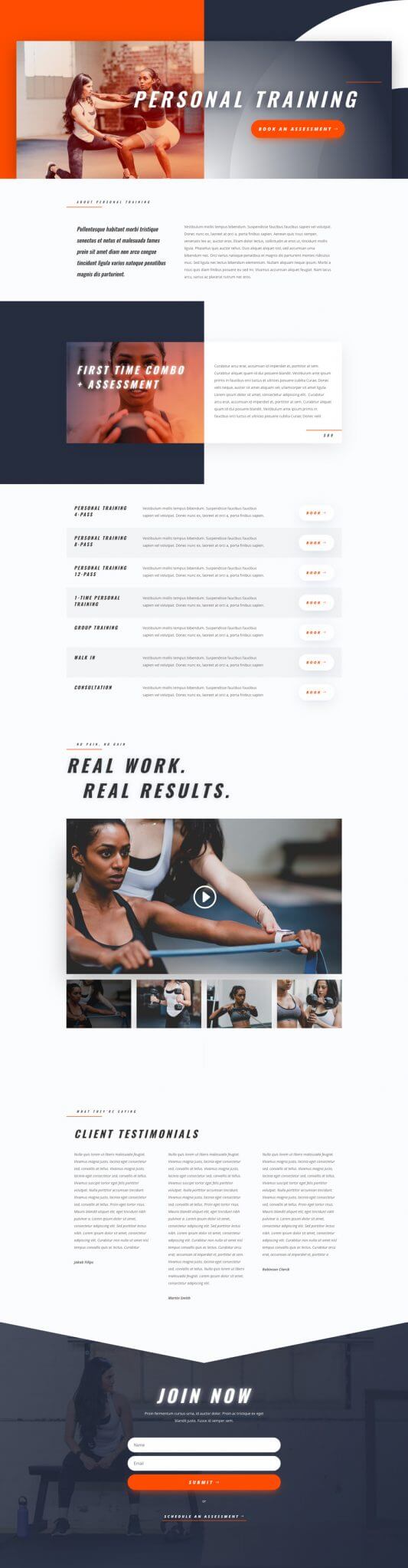 Layout Divi para Personal Trainer