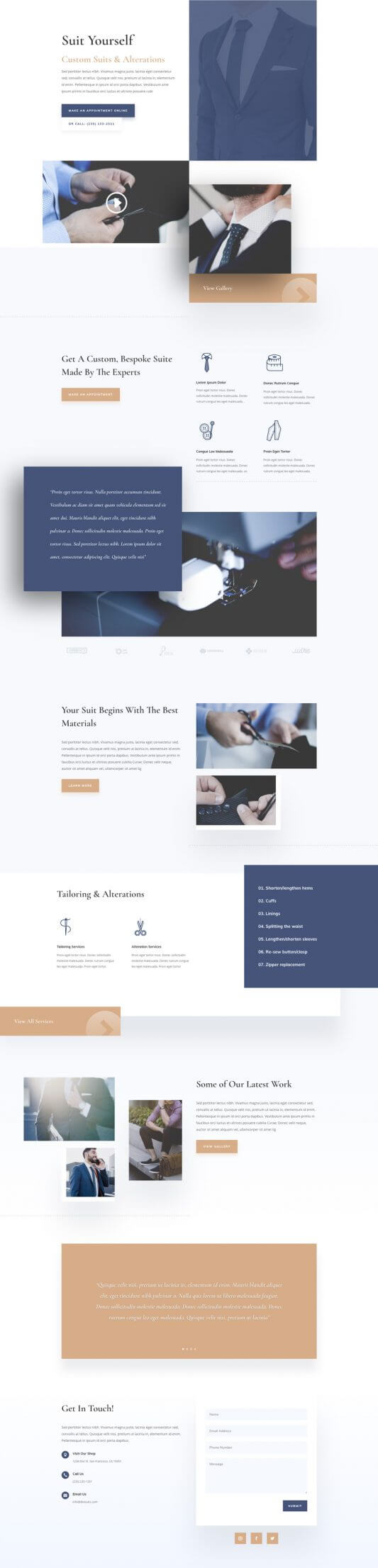Layout Divi para Sastres