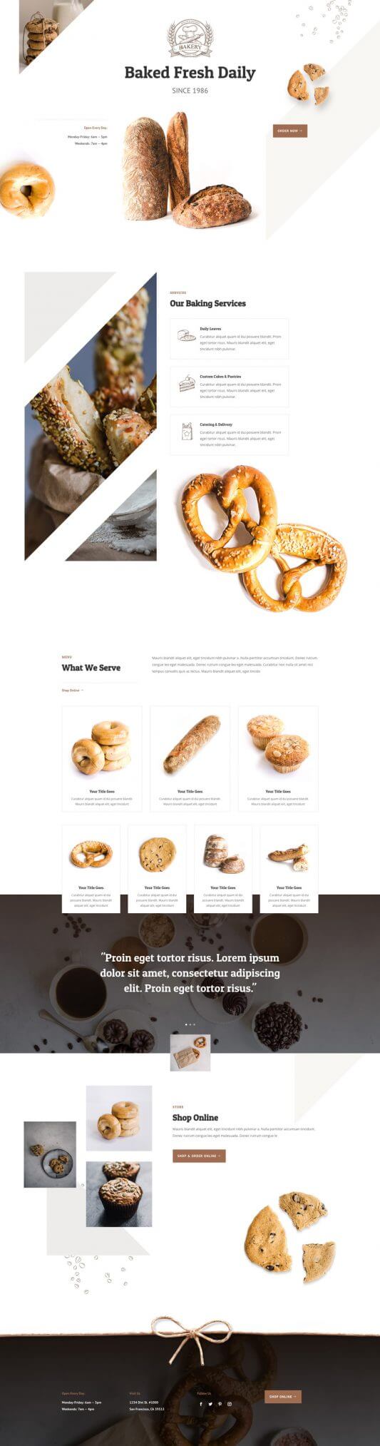 Layout Divi para Panaderías