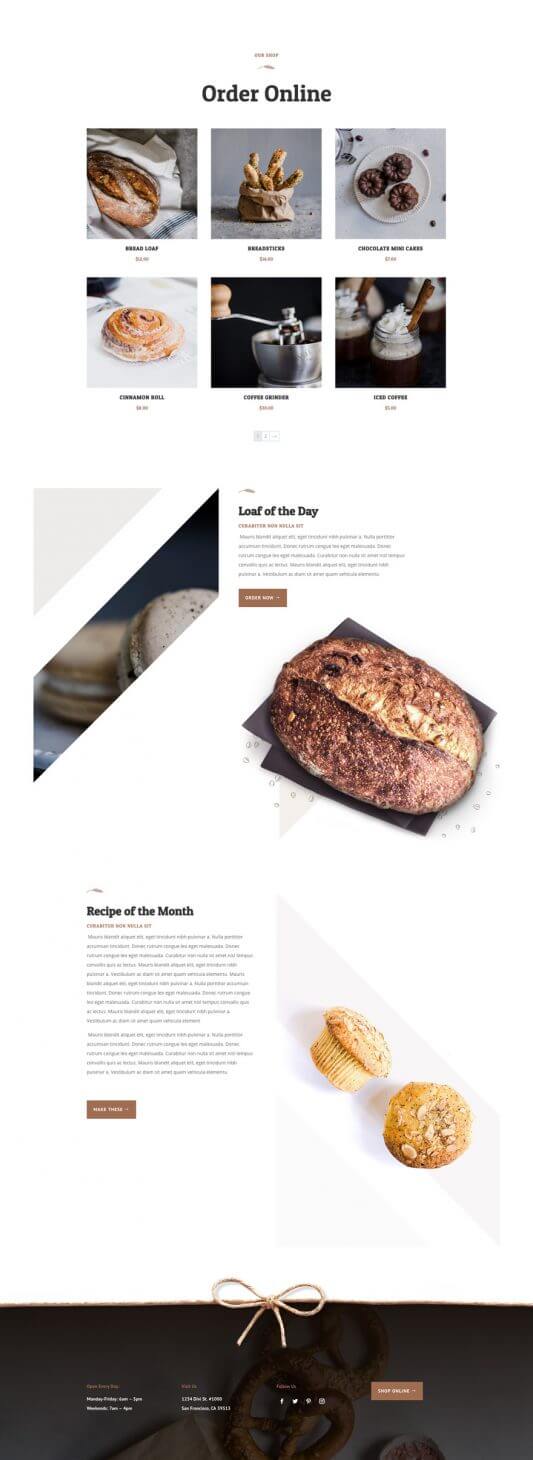 Tema Divi para Panaderías