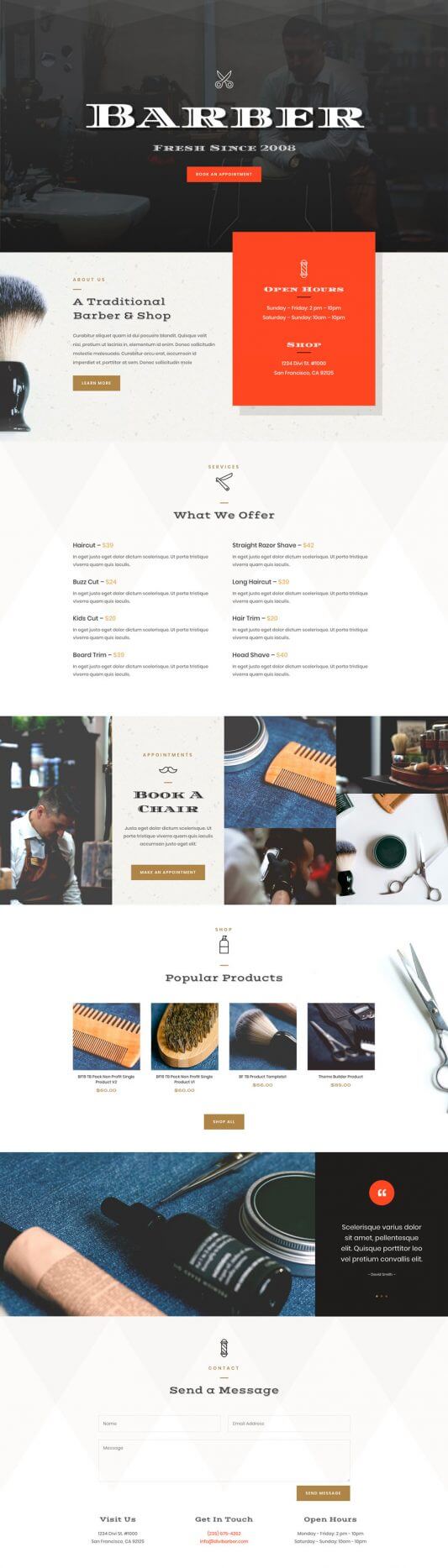 Layout Divi para Barberías Layout Divi para Barberías