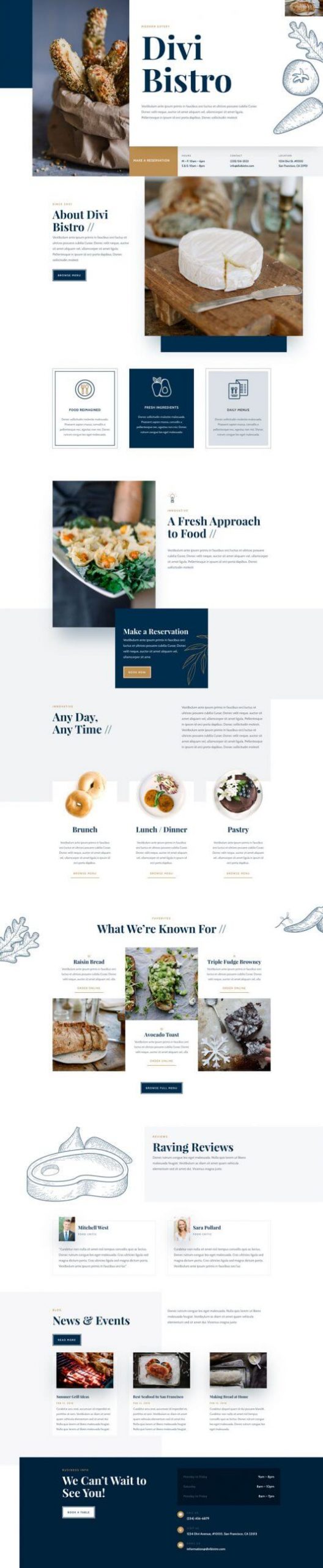 Layout Divi para Bistros Layout Divi para Bistros