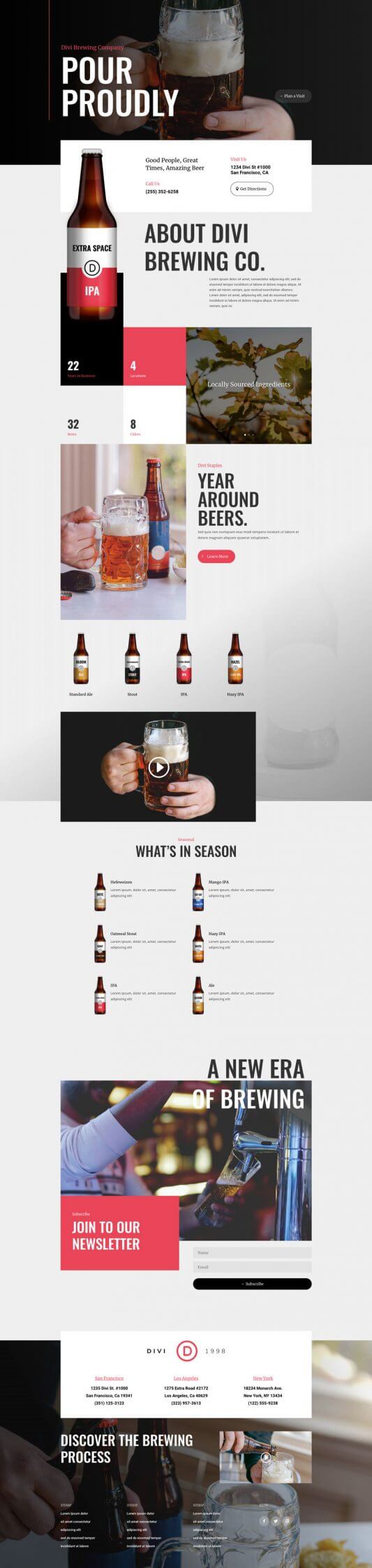 Layout Divi para Cervecerías
