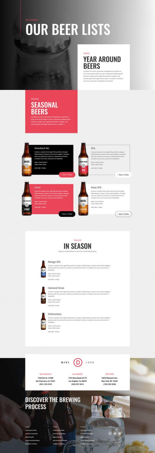 Tema Divi para Cervecerías