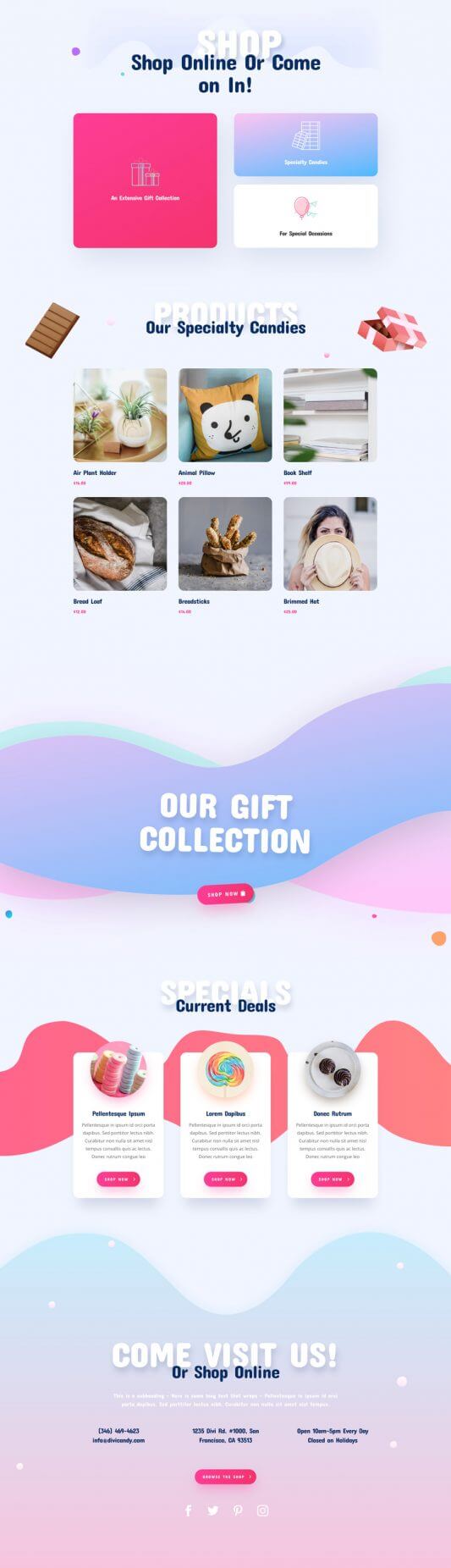 Tema Divi para Tiendas de Dulces