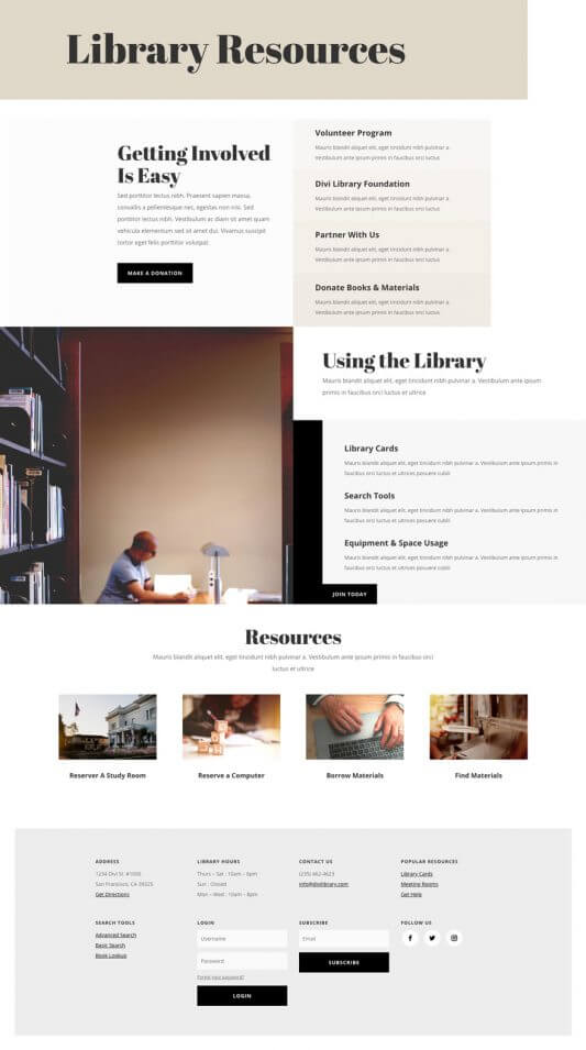 Plantilla WordPress para Bibliotecas