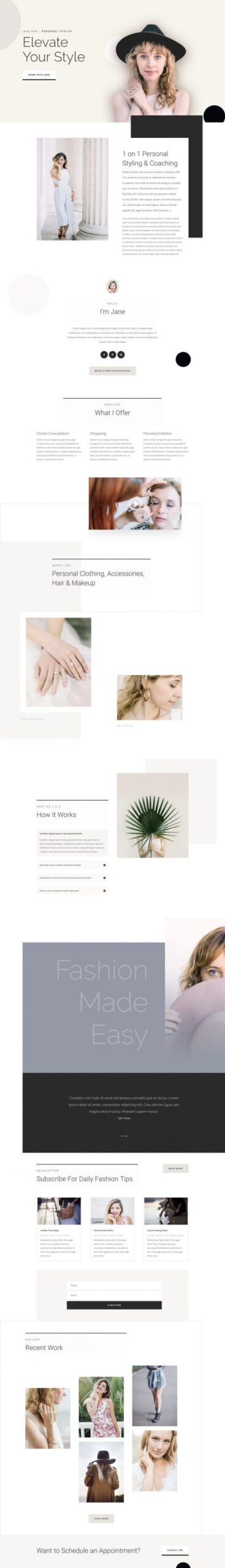 Layout Divi para Estilistas