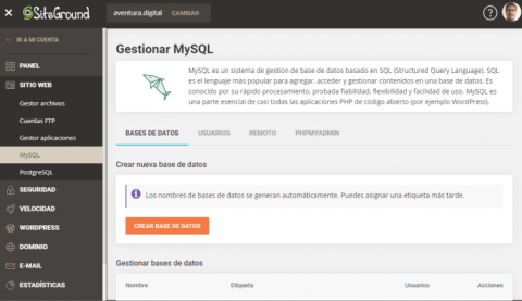 Cómo Gestionar las Bases de Datos MySQL en SiteGround