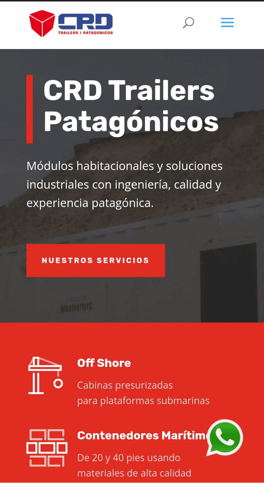 Desarrollo web para empresa de módulos habitacionales y trailers en Patagonia, Argentina